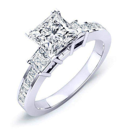 Yellow Bell Princess Diamond Engagement Ring (Lab Grown Igi Cert) whitegold