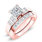 Carnation Diamond Matching Band Only (engagement Ring Not Included) For Ring With Princess Center rosegold