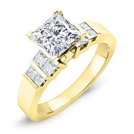 Carnation Princess Diamond Engagement Ring (Lab Grown Igi Cert) yellowgold
