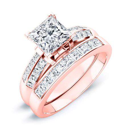 Heather Diamond Matching Band Only (engagement Ring Not Included) For Ring With Princess Center rosegold