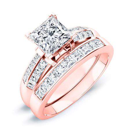 Heather Moissanite Matching Band Only (engagement Ring Not Included) For Ring With Princess Center rosegold