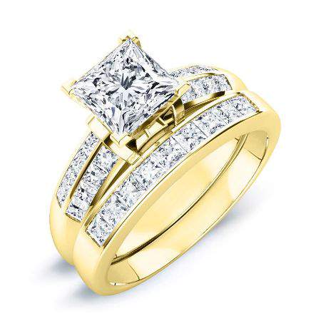 Heather Moissanite Matching Band Only (engagement Ring Not Included) For Ring With Princess Center yellowgold