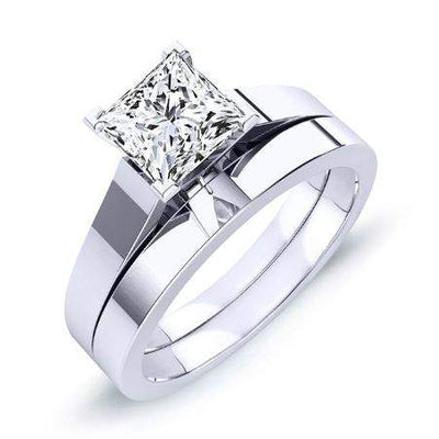 Rosemary Moissanite Matching Band Only (engagement Ring Not Included) For Ring With Princess Center whitegold