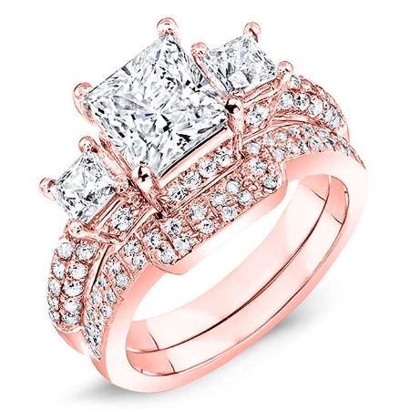 Daffodil Diamond Matching Band Only (engagement Ring Not Included) For Ring With Princess Center rosegold