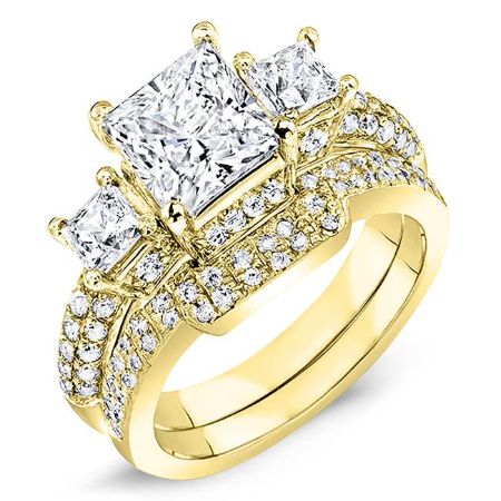 Daffodil Diamond Matching Band Only (engagement Ring Not Included) For Ring With Princess Center yellowgold