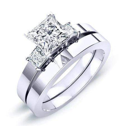 Bellflower Moissanite Matching Band Only (engagement Ring Not Included) For Ring With Princess Center whitegold