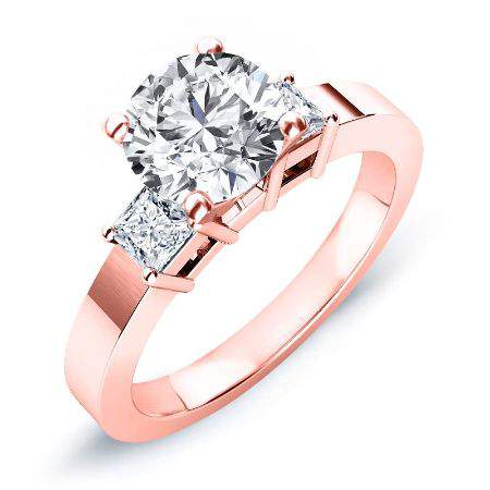 Bellflower Round Moissanite Engagement Ring rosegold