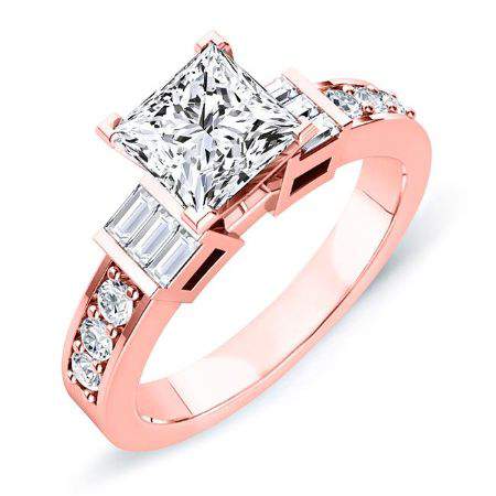 Daisy Diamond Matching Band Only (engagement Ring Not Included) For Ring With Princess Center rosegold