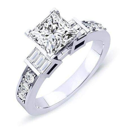 Daisy Diamond Matching Band Only (engagement Ring Not Included) For Ring With Princess Center whitegold