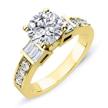 Daisy Moissanite Matching Band Only (engagement Ring Not Included) For Ring With Round Center yellowgold