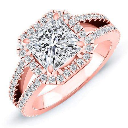 Freesia Princess Moissanite Engagement Ring rosegold