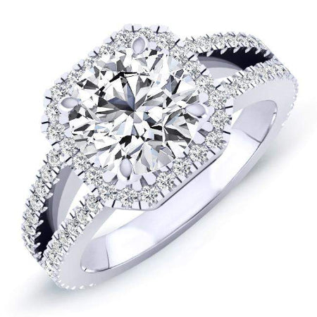 Freesia Round Moissanite Engagement Ring whitegold