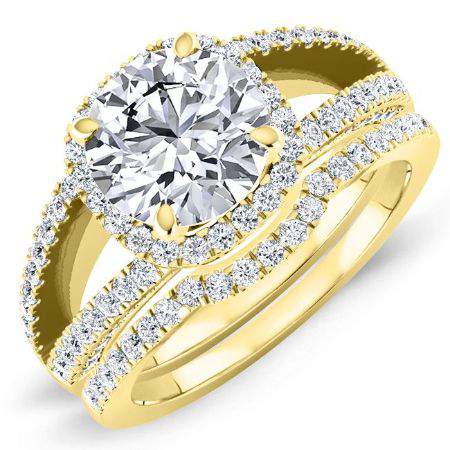Honesty Moissanite Matching Band Only (engagement Ring Not Included) For Ring With Round Center yellowgold