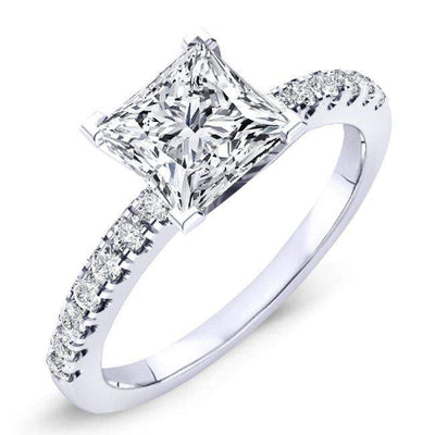 Dahlia Princess Moissanite Engagement Ring whitegold
