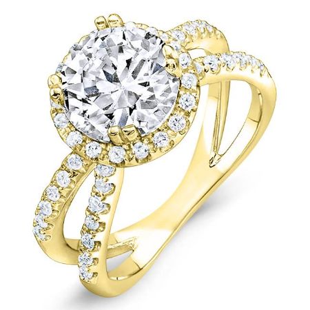 Waterlily Round Moissanite Engagement Ring yellowgold