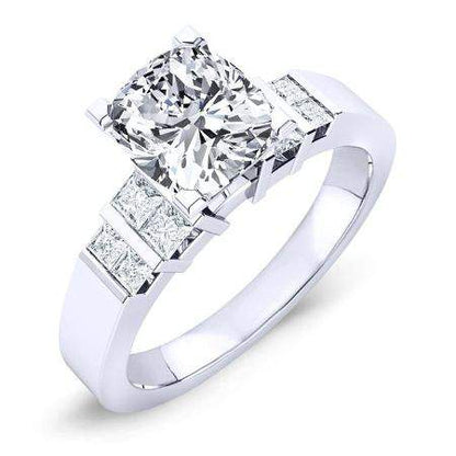 Carnation Cushion Moissanite Engagement Ring whitegold