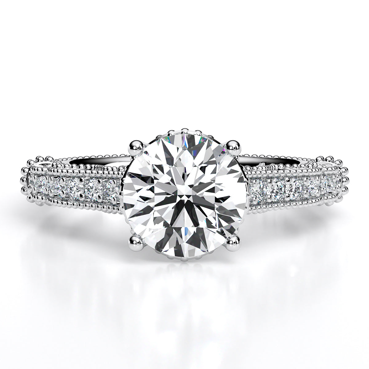 Laylani Round Moissanite Engagement Ring whitegold