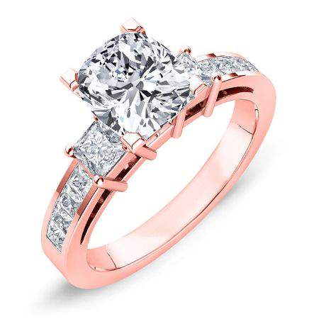 Hazel Cushion Moissanite Engagement Ring rosegold