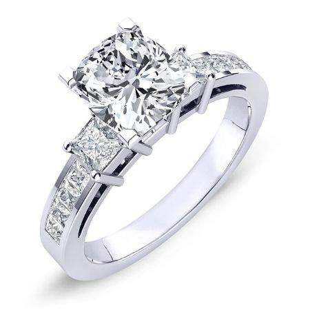 Hazel Cushion Moissanite Engagement Ring whitegold