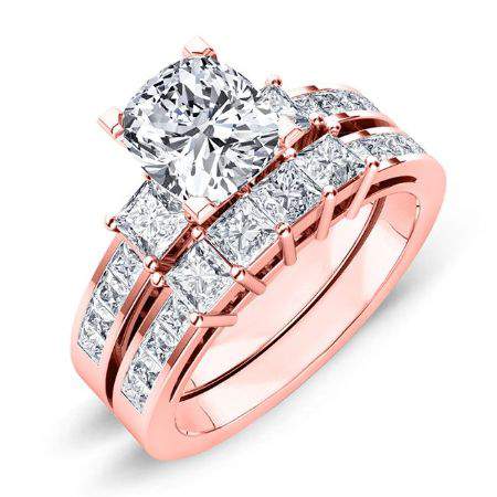 Hazel Moissanite Matching Band Only (engagement Ring Not Included) For Ring With Cushion Center rosegold