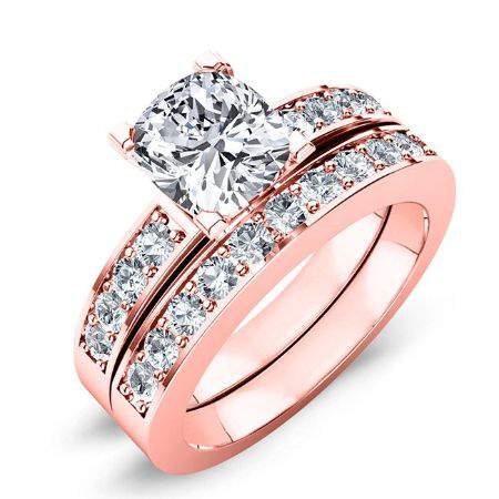 Eliza Moissanite Matching Band Only (engagement Ring Not Included) For Ring With Cushion Center rosegold