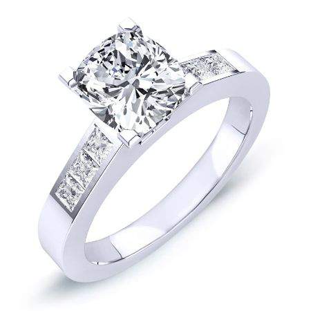 Jessamine Cushion Moissanite Engagement Ring whitegold