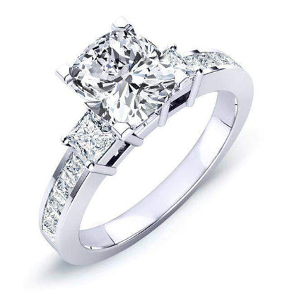 Yellowbell Cushion Moissanite Engagement Ring whitegold