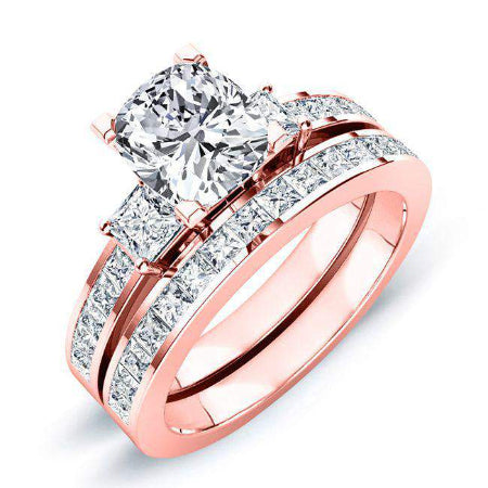 Yellow Bell Diamond Matching Band Only (engagement Ring Not Included) For Ring With Cushion Center rosegold