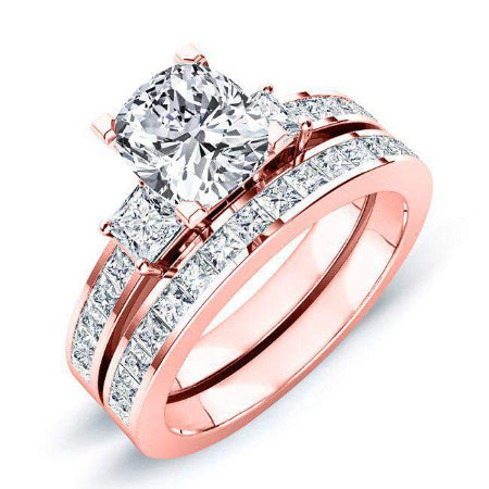 Yellowbell Cushion Moissanite Bridal Set rosegold