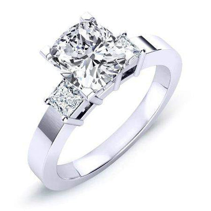 Bellflower Cushion Moissanite Engagement Ring whitegold