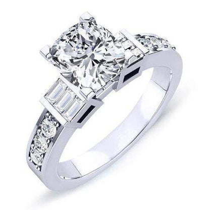 Daisy Cushion Diamond Engagement Ring (Lab Grown Igi Cert) whitegold