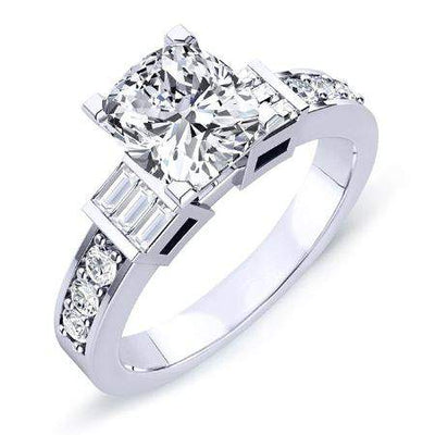 Daisy Cushion Moissanite Engagement Ring whitegold