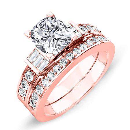 Daisy Diamond Matching Band Only (engagement Ring Not Included) For Ring With Cushion Center rosegold