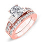 Daisy Moissanite Matching Band Only (engagement Ring Not Included) For Ring With Cushion Center rosegold