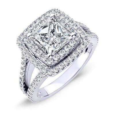 Flora Princess Moissanite Engagement Ring whitegold