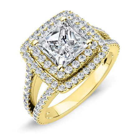 Flora Princess Moissanite Engagement Ring yellowgold