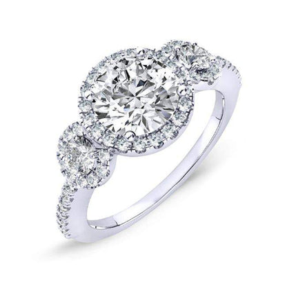 Lunaria Round Moissanite Engagement Ring whitegold