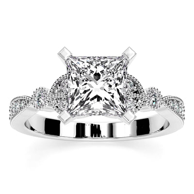 Laurel Princess Moissanite Engagement Ring whitegold