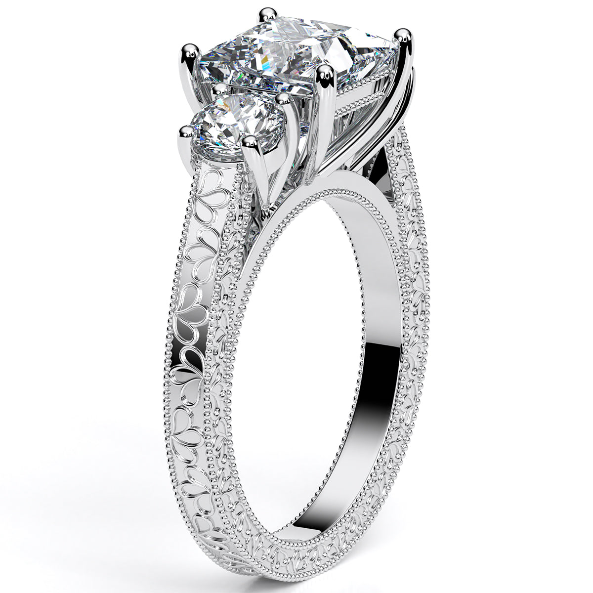 Belladonna Princess Moissanite Engagement Ring whitegold