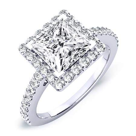 Mallow Princess Moissanite Engagement Ring whitegold