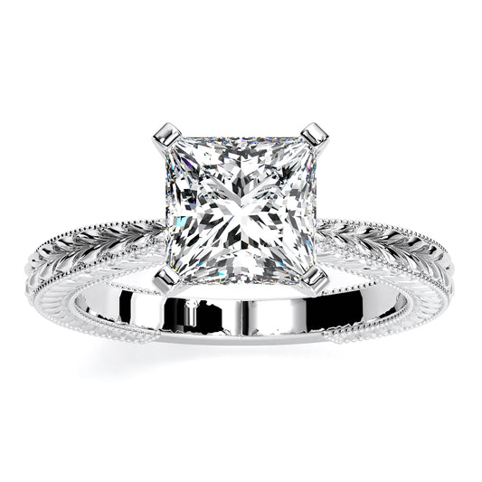 Azalea Princess Moissanite Engagement Ring whitegold