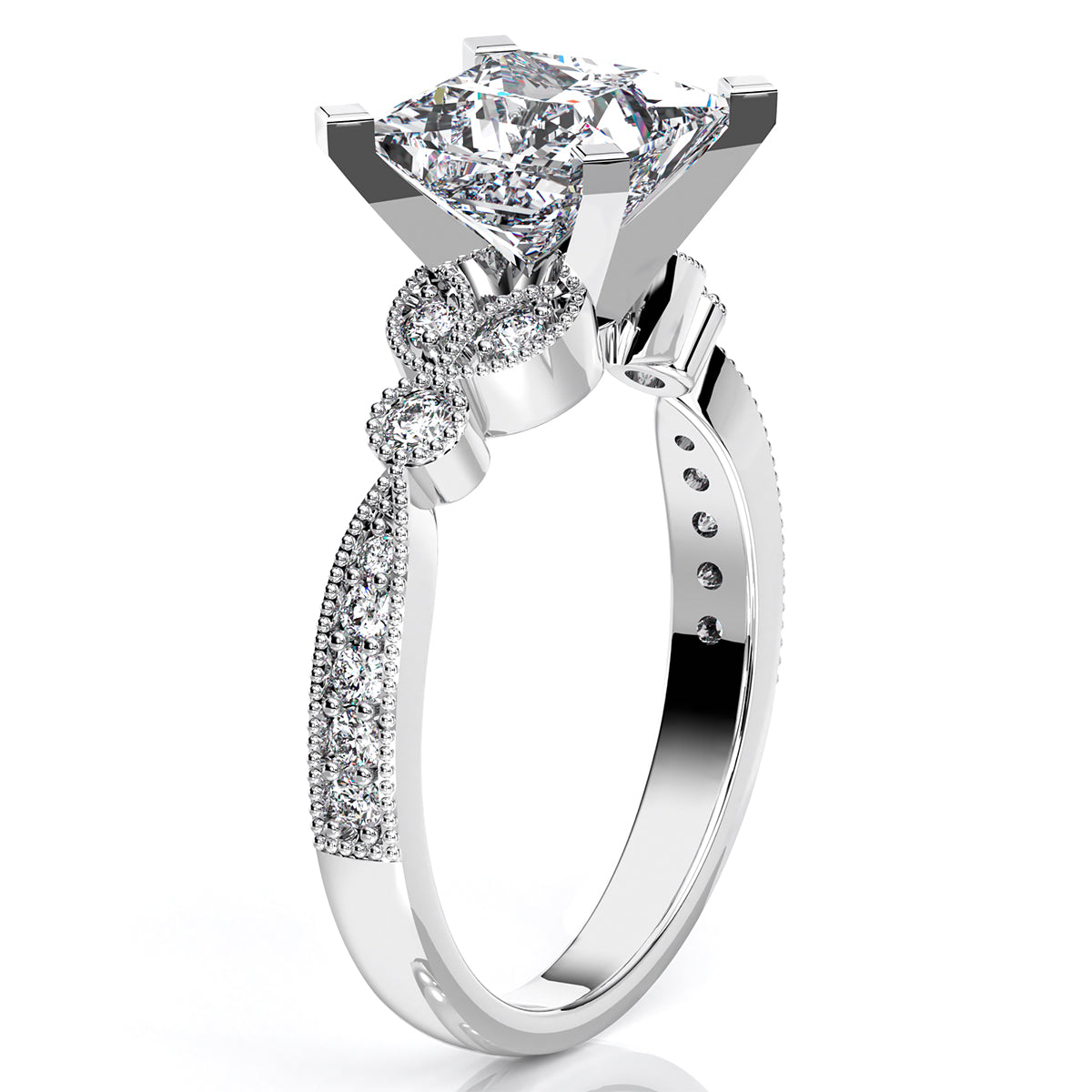 Laurel Princess Diamond Engagement Ring (Lab Grown Igi Cert) whitegold