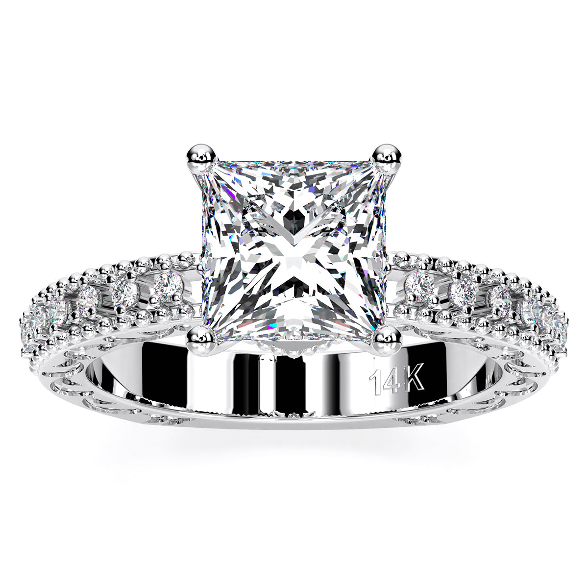 Carmel Princess Moissanite Engagement Ring whitegold