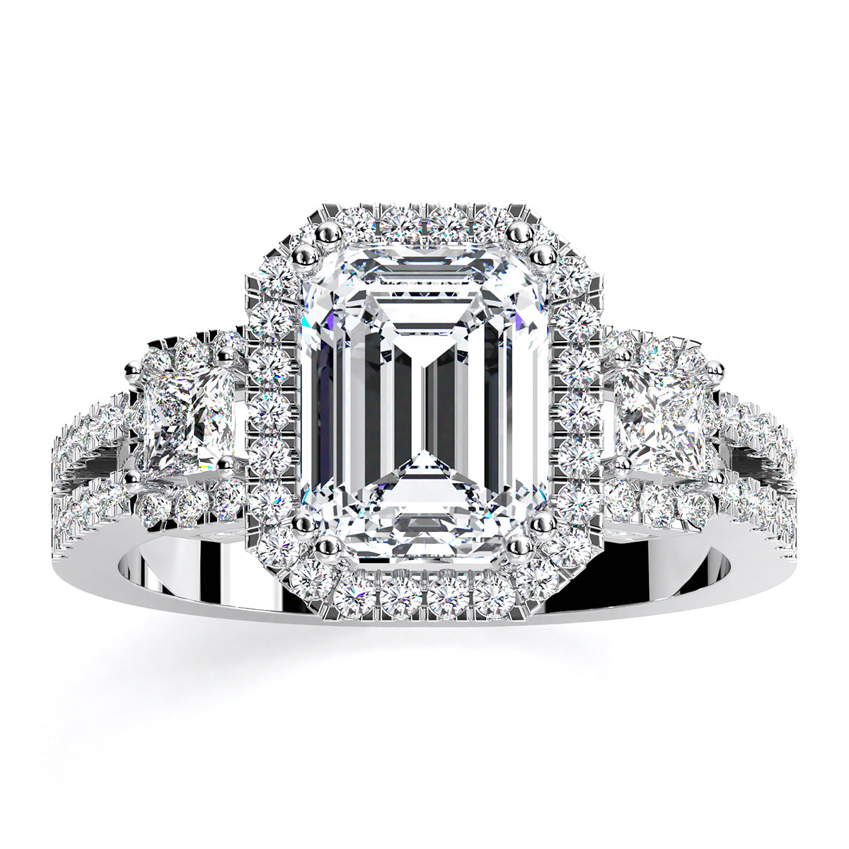 Erica Emerald Diamond Engagement Ring (Lab Grown Igi Cert) whitegold