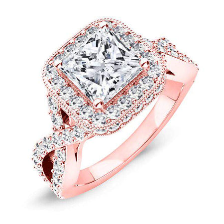 Clover Princess Moissanite Engagement Ring rosegold