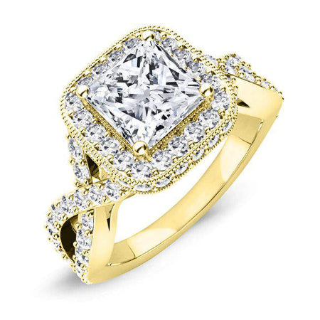 Clover Princess Moissanite Engagement Ring yellowgold