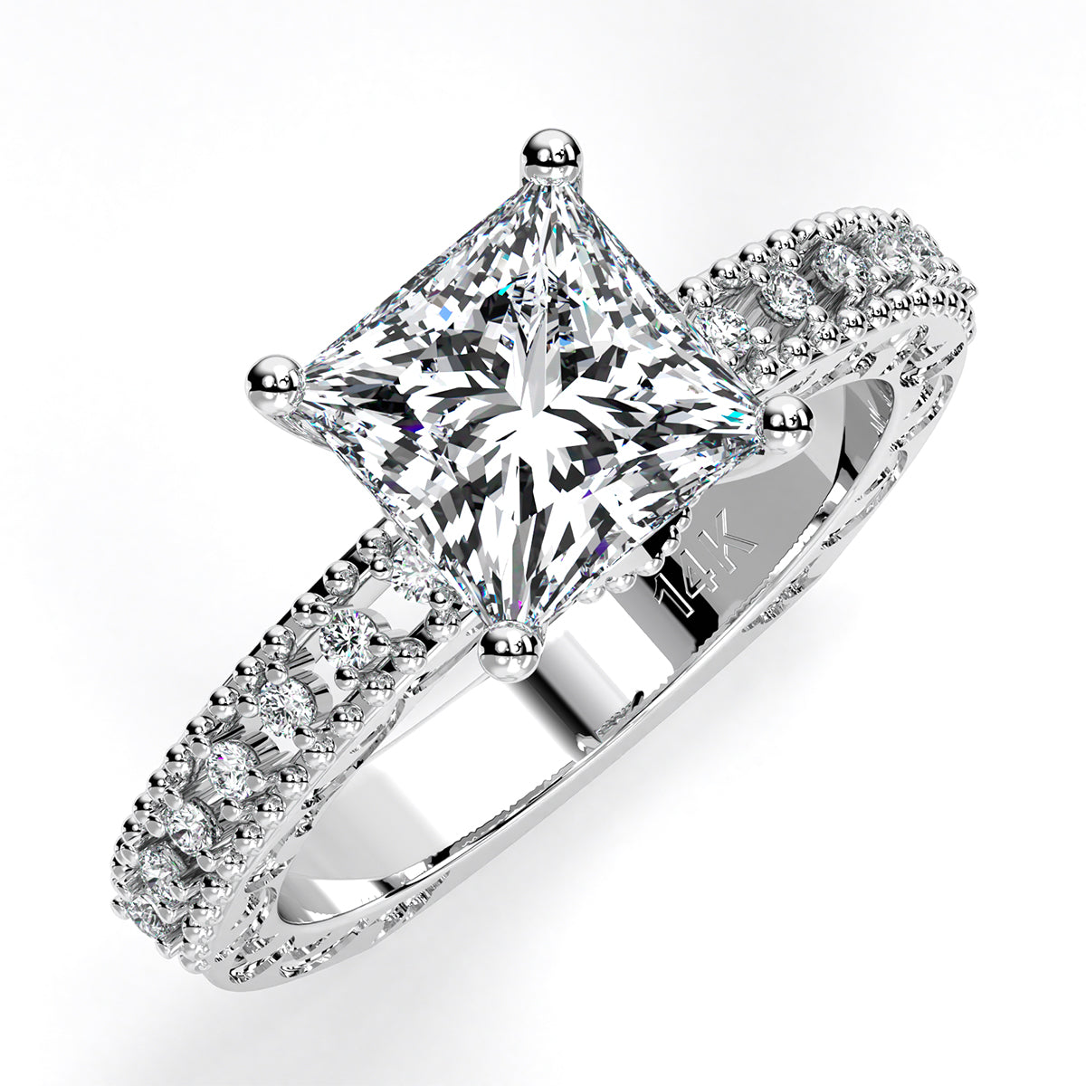 Carmel Princess Diamond Engagement Ring (Lab Grown Igi Cert) whitegold