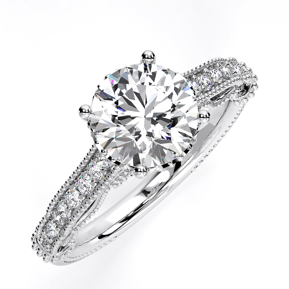 Laylani Round Moissanite Engagement Ring whitegold