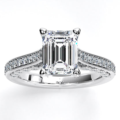 Nala Emerald Moissanite Engagement Ring whitegold