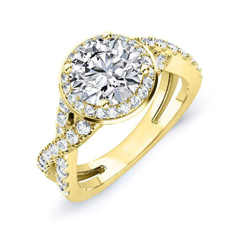 Moonflower Round Moissanite Engagement Ring yellowgold